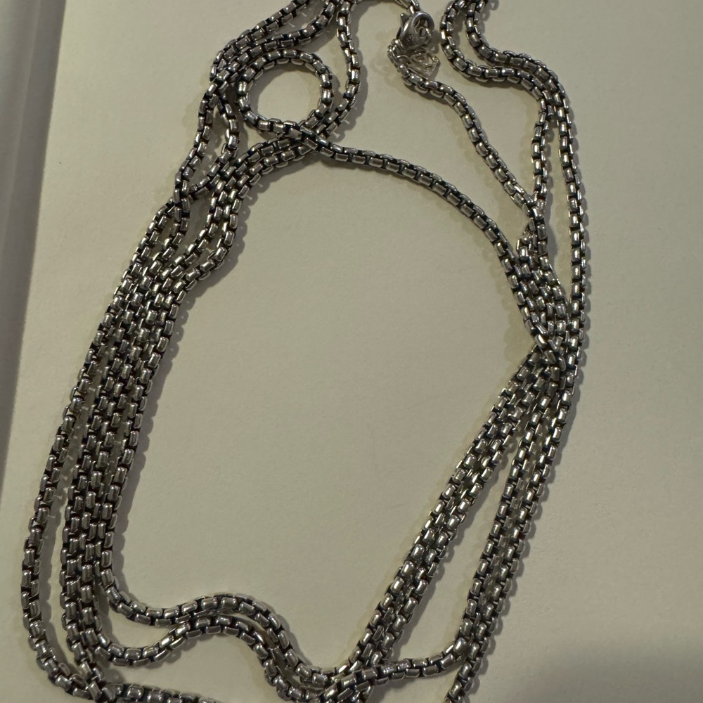 David Yurman Sterling Box Chain 72" Necklace with 14K Yellow Gold Charm 103.8g - Picture 8 of 8